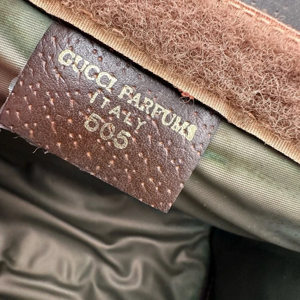 Gucci Beige Monogram Cosmetic Case with Green and Red Stripe